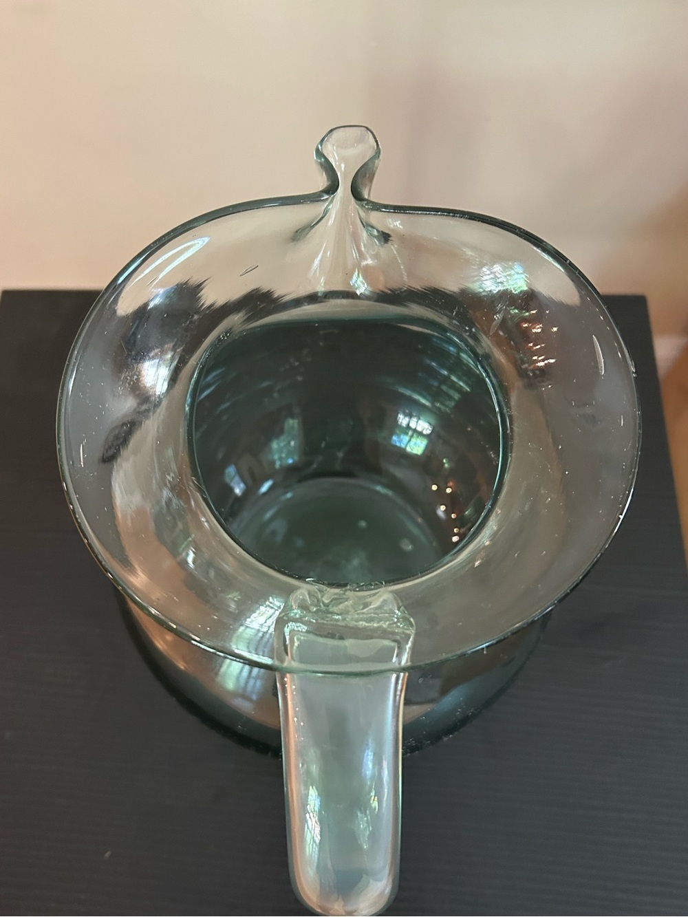 Crate & Barrel Clear Bubble Art Glass Pitcher Jug 9” - Picture 2 of 5